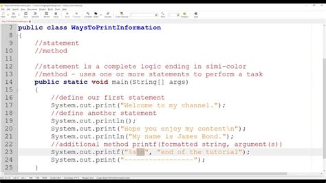 Java Tutorial 03 using print() & println() methods YouTube