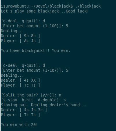Java blackjack game