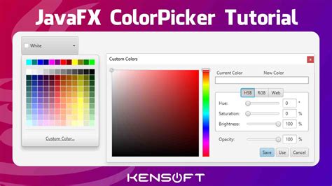 Java color picker.  It inherits JComponent class.  The The Color Picker application is a ...