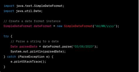 Java date format documentation.  It allows for formatting (date &rarr; text), pars...