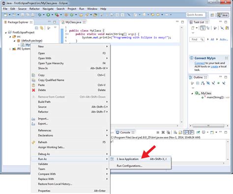Java eclipse. Launching a Java Program · In the Package Explorer, select the Java compilation unit or class file with the main method you want to launch. · Press the Run [ ... 