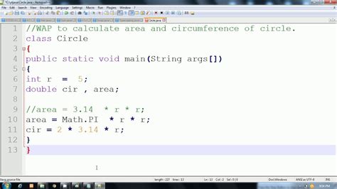 Java program to calculate area and circumference of circle