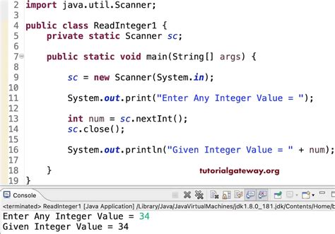 Java program to read an integer