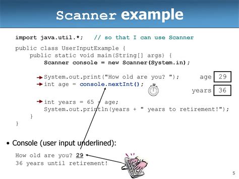 Java scanner. Scanner 是一個簡單的文字讀取器，可以解析字串成各個基本資料型態。. Scanner 是個類別，類別需要被初始化 (實體化)成物件才能使用，所以我們先來看看Java內建的Scanner有哪些建構子：. Scanner Constructor (.) 好，有一堆建構子可以用，但我們需要的是可以讀標 … 