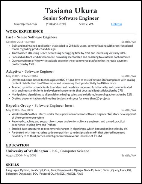 Java senior software engineer resume sample.  Find engineering resume examples and ATS-...