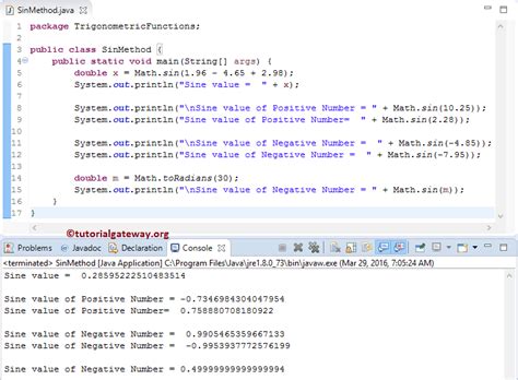 Java sin Function