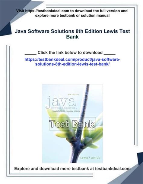 Java software solutions chapter 3 answers.  This guide offers clear and a...