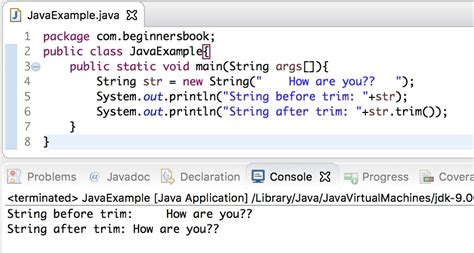 Java string trim character.  For processing the string data, these spaces are...