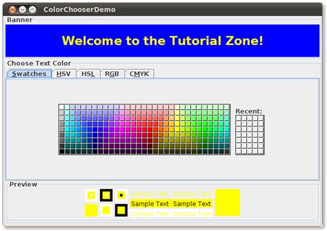 Java swing color.  Compile and Run the program and verify the output �...