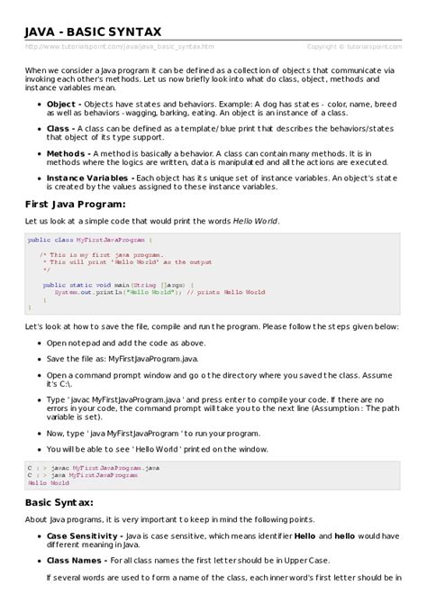 Java syntax pdf.  This is because Java code is compiled by the compiler and converted int...