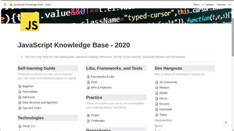 JavaScript Knowledge Base Notion Template YouTube