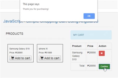 JavaScript Simple Shopping Cart Using AngularJS Free Source Code & Tutorials