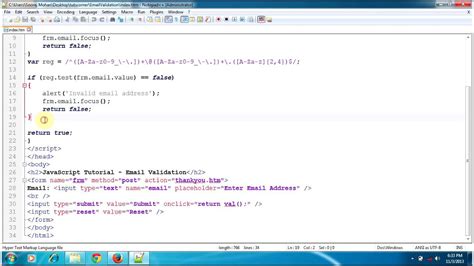 JavaScript Tutorial Email Validation, Check email address format