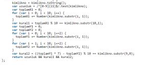 JavaScript ile T.C. Kimlik Numarası Geçerlilik Kontrolü.