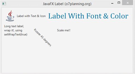 Javafx label vs text.  The Text class in JavaFX is used for rendering text with more flexibility...