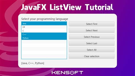 Javafx listview example.  So far I have: Getting Started with JavaFX 1 Hello World, JavaFX Sty...