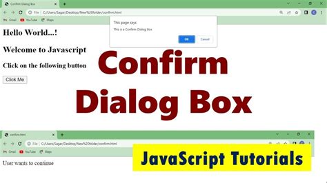 Javascript confirm title. confirm() instructs the browser to display a dial...