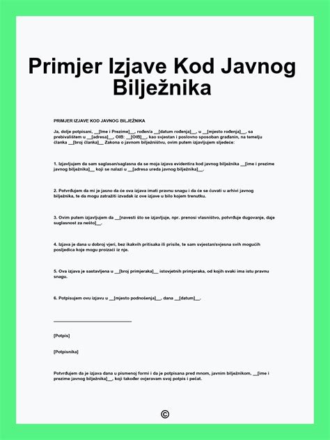 Javnobilježnička izjava primjer.  &Scaron;to je javnobilježnička ovjera potpisa? Kod ovje...