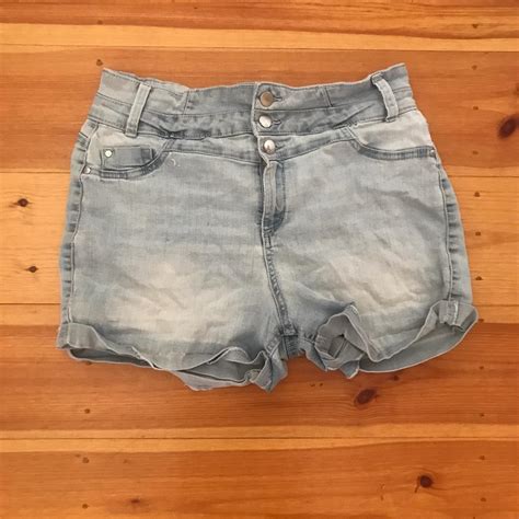 Jay Jays denim high waist button cuff shorts size 6 eBay