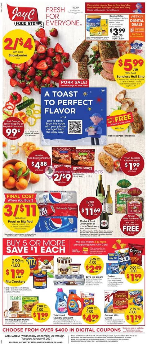 Jayc weekly ad. At Jay C Food Stores, you can shop groceries online and enjoy low prices, digital coupons, fuel points, and more. Whether you need to fill prescriptions, send money, or cash checks, Jay C Food Stores has you covered. Browse the weekly deals and save on your favorite products today. 