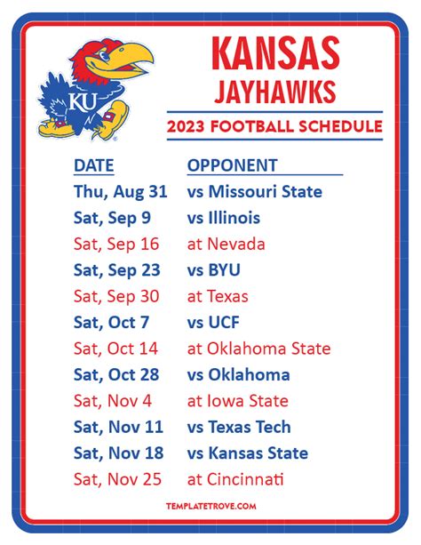 Jan 5, 2023 · Jan 5, 2023 12:55 PM EST. The Kansas Jayhawks 2023 baseball schedule was released, which includes 55 games. First-year head coach Dan Fitzgerald will make his debut on February 17th as the ... . 