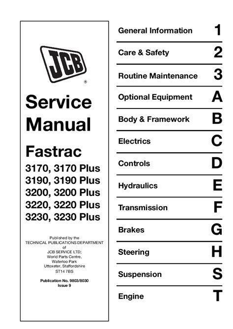 Jcb fastrac 3170 3190 3200 3220 3230 workshop service manual. - It service desk operations manual template.