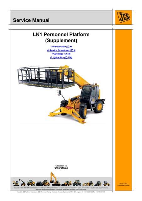 Jcb lk1 personnel platform supplement service repair manual instant download. - Navistar international vt 365 service manual.