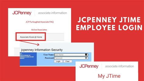 Here are the working links to easily access your JCP jtime login, Jcpenney Jtime, My Jtime, Jtime Launchpad... Here is the direct link to all Verified Login Pages related to JCPenney Login JCPenney Associate Kiosk Login, jcpenney jtime employee login ... JCPenney Associate Kiosk. 11 followers. Work Status. Recognition Programs. Words …. 
