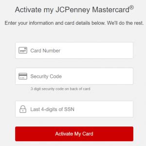 Activar su jcpenney tarjeta es fácil. Proporcione un par de detalles personales y de su nueva tarjeta, y después disfrute de las compras.. 