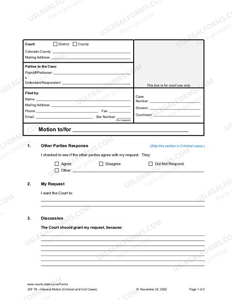 Jdf 76 general motion form.  Forms are in a PDF format unless otherwise indicated.  This ...