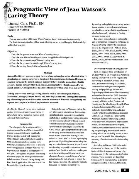 Jean watson caring theory article review