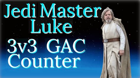 Jedi master luke counters. An excerpt from my May 14 GAC videoThe Teams: Jedi - GL Jedi Master Luke, Grand Master Yoda, Jedi Knight RevanEmpire - GL Lord Vader, Maul, Royal GuardDisco... 