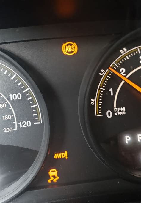 Jeep patriot 4wd warning light. Checked wheel speed sensors and found left front bearing was backwards. Corrected that and the ABS and traction light went out. The 4wd! light comes on now as soon as you start to drive it. It vibrates during acceleration and the steering pulls to the left. codes retrieved are U1110 and U1120 wheel speed signal loss and wheel distance/. 