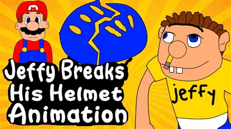 Jeffy breaks his helmet. 