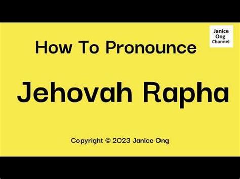Moderate. Difficult. Very difficult. Pronunciation of Jehovah Rapha with 1 audio pronunciations. 0 rating. . 