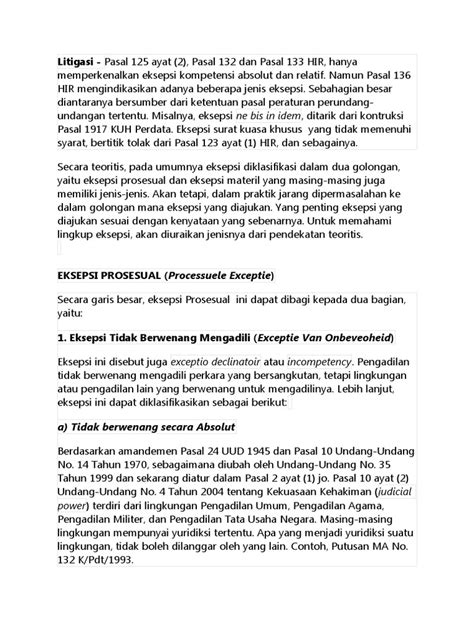 Jenis Jenis Eksepsi Perdata