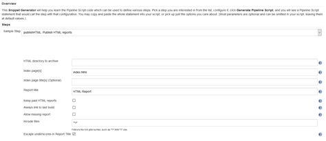 Jenkins publishhtml multiple files.  This can impact how HTML I have multiple...