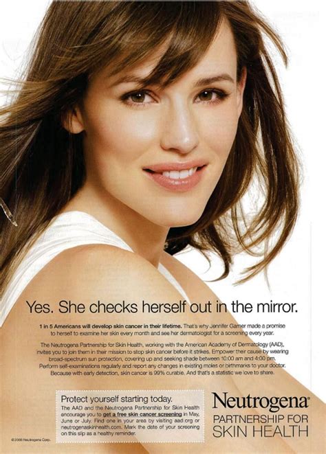 Jennifer garner neutrogena ad. In the past 30 days, Neutrogena (Skin Care) has had 5,255 airings and earned an airing rank of #156 with a spend ranking of #63 as compared to all other advertisers. Competition for Neutrogena (Skin Care) includes Proactiv, Olay, Plexaderm Skincare, Gold Bond, Cicatricure and the other brands in the Health & Beauty: Skin & Foot Care industry. 