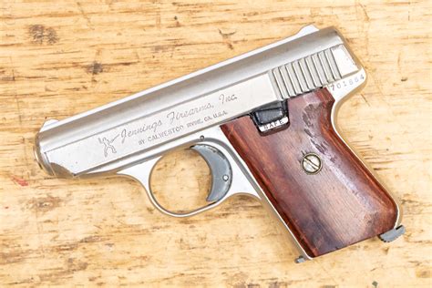 Jennings j22. Sights. fixed. The Jimenez JA-22 is a .22 LR caliber pistol with a slide and frame made of Zamak, a zinc alloy. [2] A version chambered in .25 ACP, called the JA-25, is also available. It was introduced by Jennings Firearms as the Jennings J-22 in the 1970s. Bryco Arms, Jennings' parent company, declared bankruptcy in 2003, and was subsequently ... 