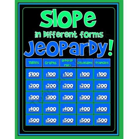 Jeopardy 7th grade math. This Mathematics resource is perfect to introduce, practice, or assess foundations and skills in the classroom. Each resource comes with three items:1) A Printable “cheat sheet” for students to reference while playing2) An interactive Jeopardy PowerPoint with 5 categories of Q&A3) A printable an. 5. Products. $15.00 $25.00 Save $10.00. 