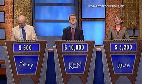Onto happier matters: yesterday’s Jeopardy! saw Jesse Chin take victory, mostly thanks to a late Daily Double, despite being out-buzzed 31–10 by Ed Petersen. Today, he defends his Jeopardy! crown against Alice Ciciora and Diandra D’Alessio.. 