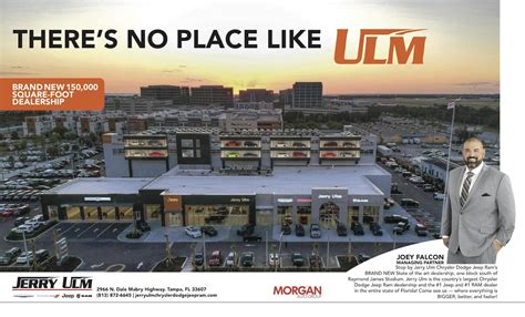 Jerry ulm dodge. The Jerry Ulm Promise! Sales: Call sales Phone Number813-212-2203. Service: Call service Phone Number813-534-5627. Parts: 813-437-5252. Location. 2966 N Dale Mabry Hwy Tampa, FL 33607. Get Directions. You Are Here: Home > About Us > Customer Testimonials. 