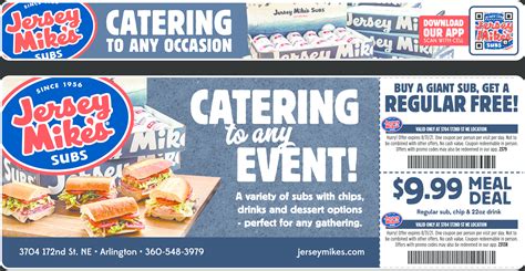 Jersey Mike's offers discounts on Gourmet when you shop at jerseymikes.com by shopping with a budget. This offer is a huge savings: Desserts starting at $0.99 Get started saving now. Enjoy great products at reduced prices with this amazing offer: $20 off orders $100 or more + free shipping @ Jersey Mike's. . 