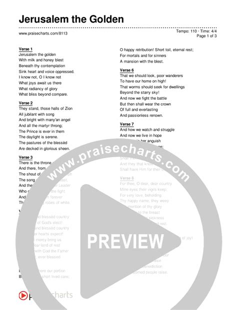 Jerusalem the Golden Chords PDF (Traditional Hymn)