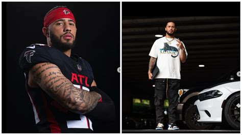 Atlanta Falcons safety Jessie Bates III #30 is filmed for a tattoo feature at Ticketmaster Studios in Flowery Branch, Georgia, on Tuesday, May 2, 2023. (Photo by Shanna Lockwood/Atlanta Falcons .... 