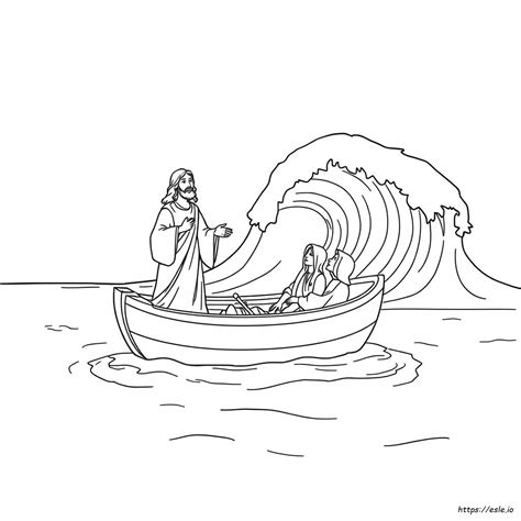 Jesus Calms The Storm Coloring Shee