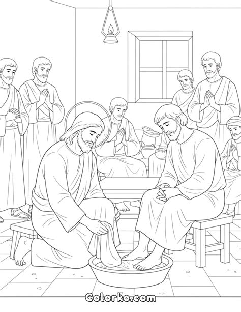Jesus Washing Feet Coloring Shee