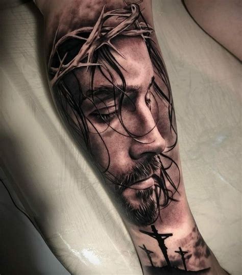 Being inked with Jesus Christ, one commits to becoming more like him. Masterful, 3D imagery and magnificent messaging offer worship through brilliant artistry. 1. Forearm 3D Jesus Tattoos. 2. Bicep …. 