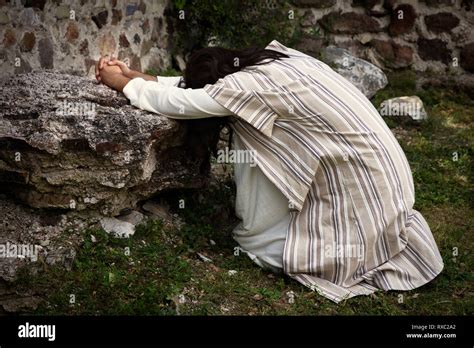 Jesus in the agony in the garden Stock Photos and Images