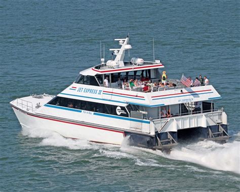 Jet express. Jet Express is a high-speed ferry service departing from mainland ports in Port Clinton and Sandusky, Ohio. It offers service between Port Clinton, Sandusky, Put-In-Bay, Kelleys Island, and Cedar Point. It is one of the fastest ferries on Lake Erie, taking as little as 25 minutes to travel the 12 miles (19 km) between Port Clinton and Put-in-Bay. 